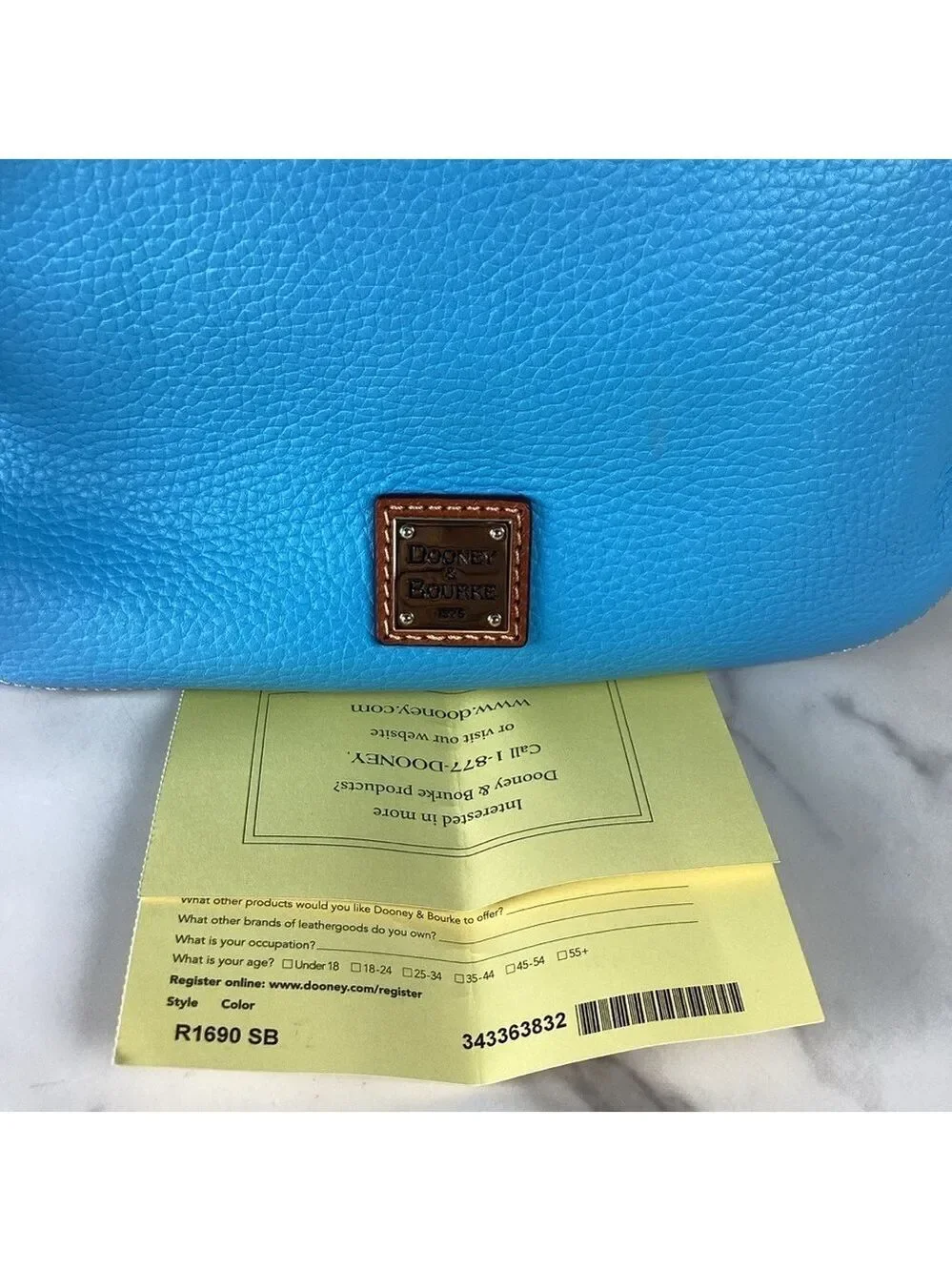 Dooney & Bourke Kiley Aqua Blue Brown Hobo Shoulder Bag Pebble leather Purse guc